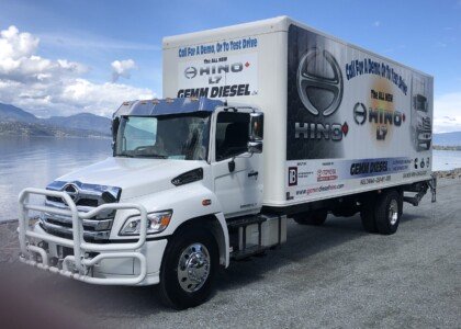 Hino homepage L7 with company branding near lake 7